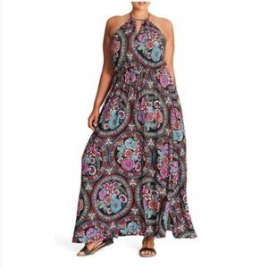 City Chic Folklore Floral Halter Maxi Dress